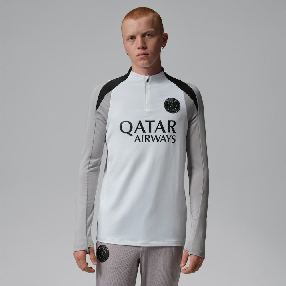 Jordan Paris Saint-Germain Jordan Brand Men's Strike Drill Quarter-Zip Long Sleeve Dri-FIT Top - White