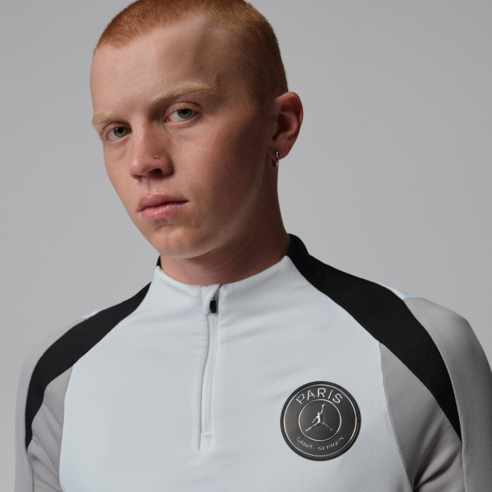 Jordan Paris Saint-Germain Jordan Brand Men's Strike Drill Quarter-Zip Long Sleeve Dri-FIT Top - White