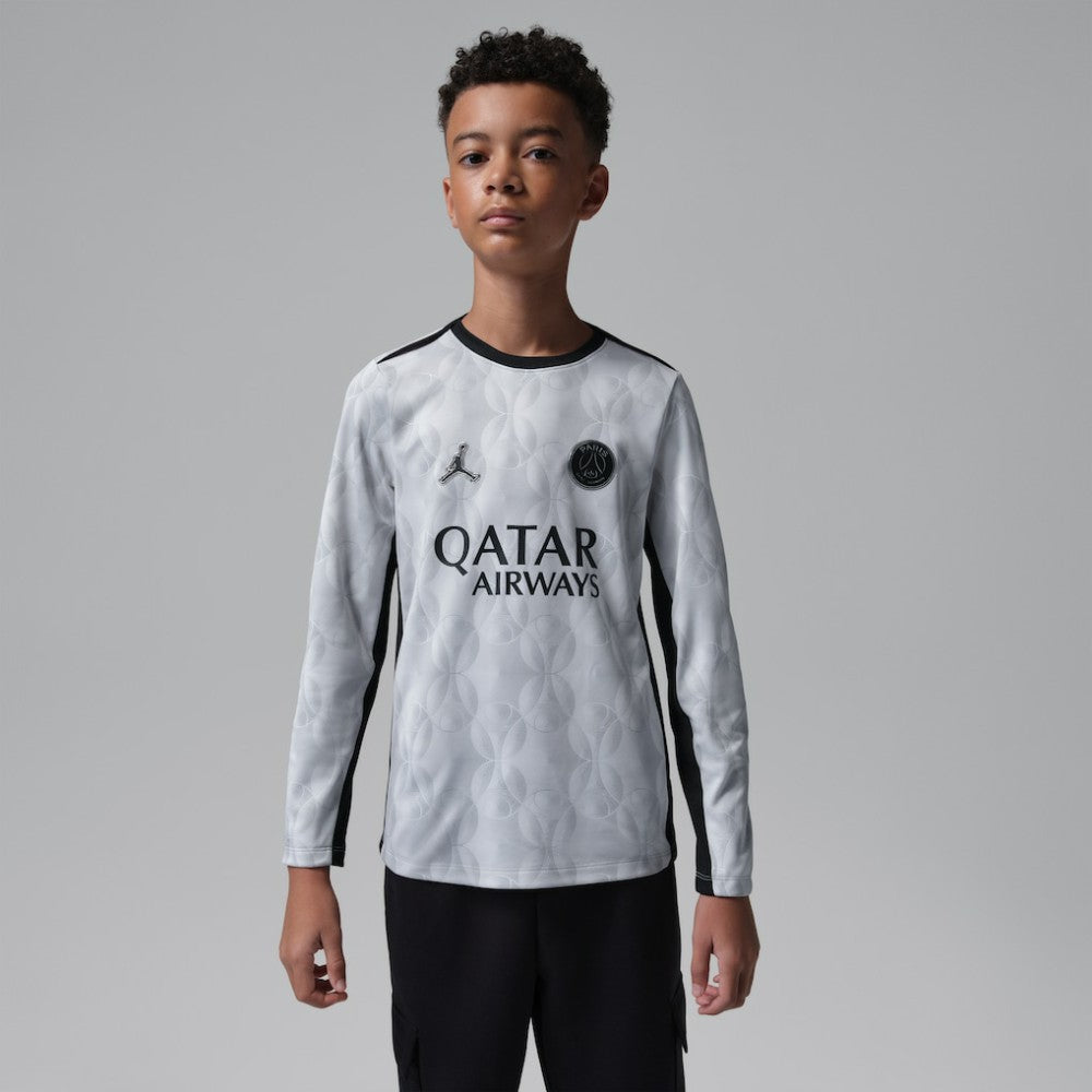 Jordan Paris Saint-Germain Jordan Brand Youth Long Sleeve Pre-Match Dri-FIT Top - Gray