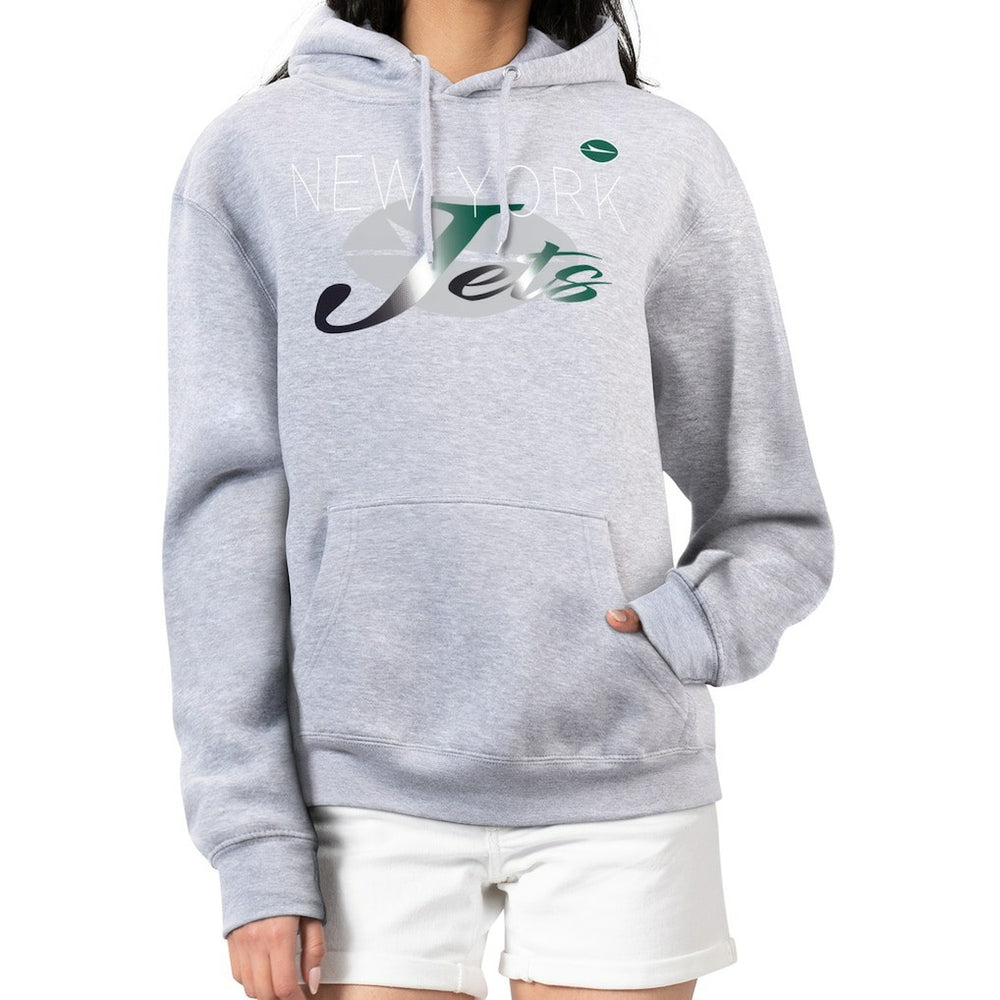 New York Jets G-III 4Her by Carl Banks Women's Shadow Logo Fleece Pullover Hoodie Gray - NFL
