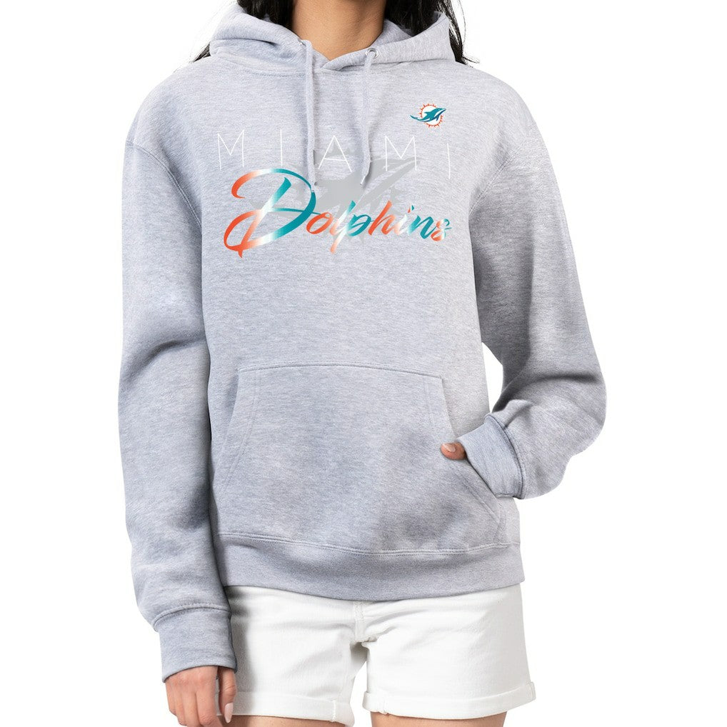 Miami Dolphins G-III 4Her by Carl Banks Women's Shadow Logo Fleece Pullover Hoodie Gray - NFL