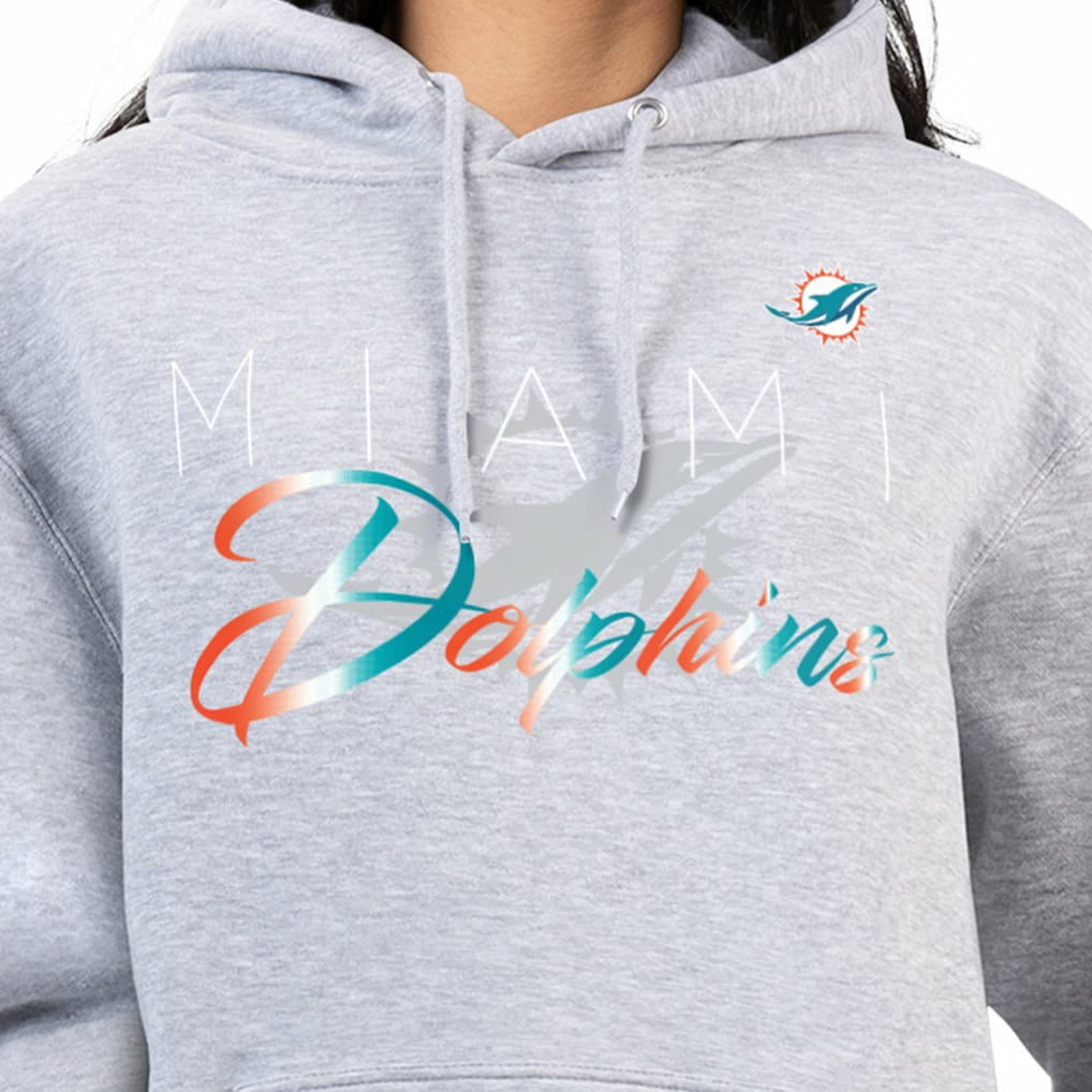 Miami Dolphins G-III 4Her by Carl Banks Women's Shadow Logo Fleece Pullover Hoodie Gray - NFL