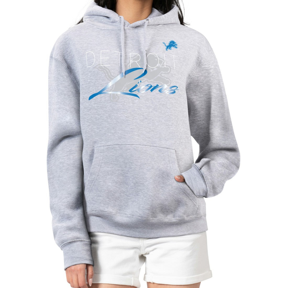 Detroit Lions G-III 4Her by Carl Banks Women's Shadow Logo Fleece Pullover Hoodie Gray - NFL
