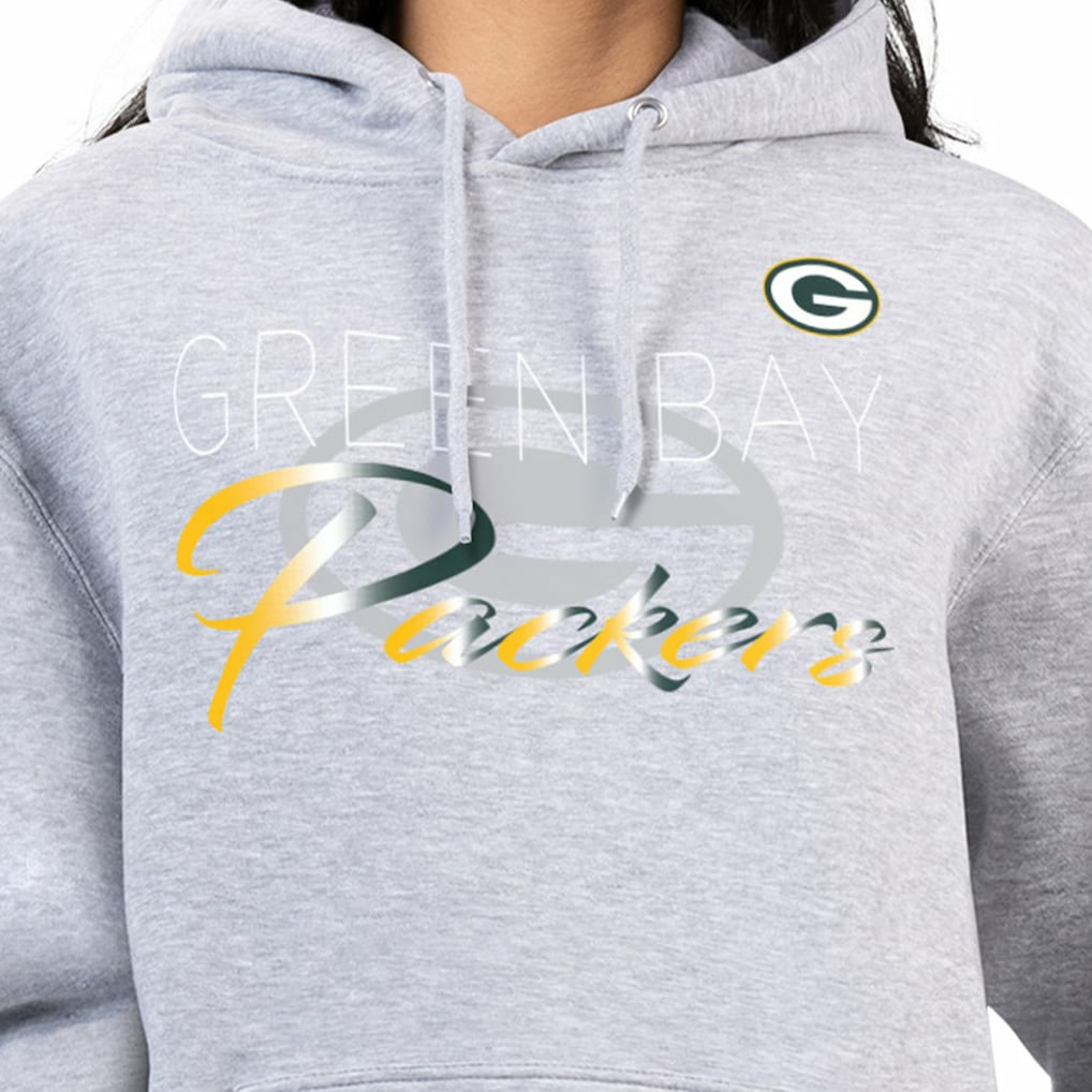 Green Bay Packers G-III 4Her by Carl Banks Women's Shadow Logo Fleece Pullover Hoodie Gray - NFL