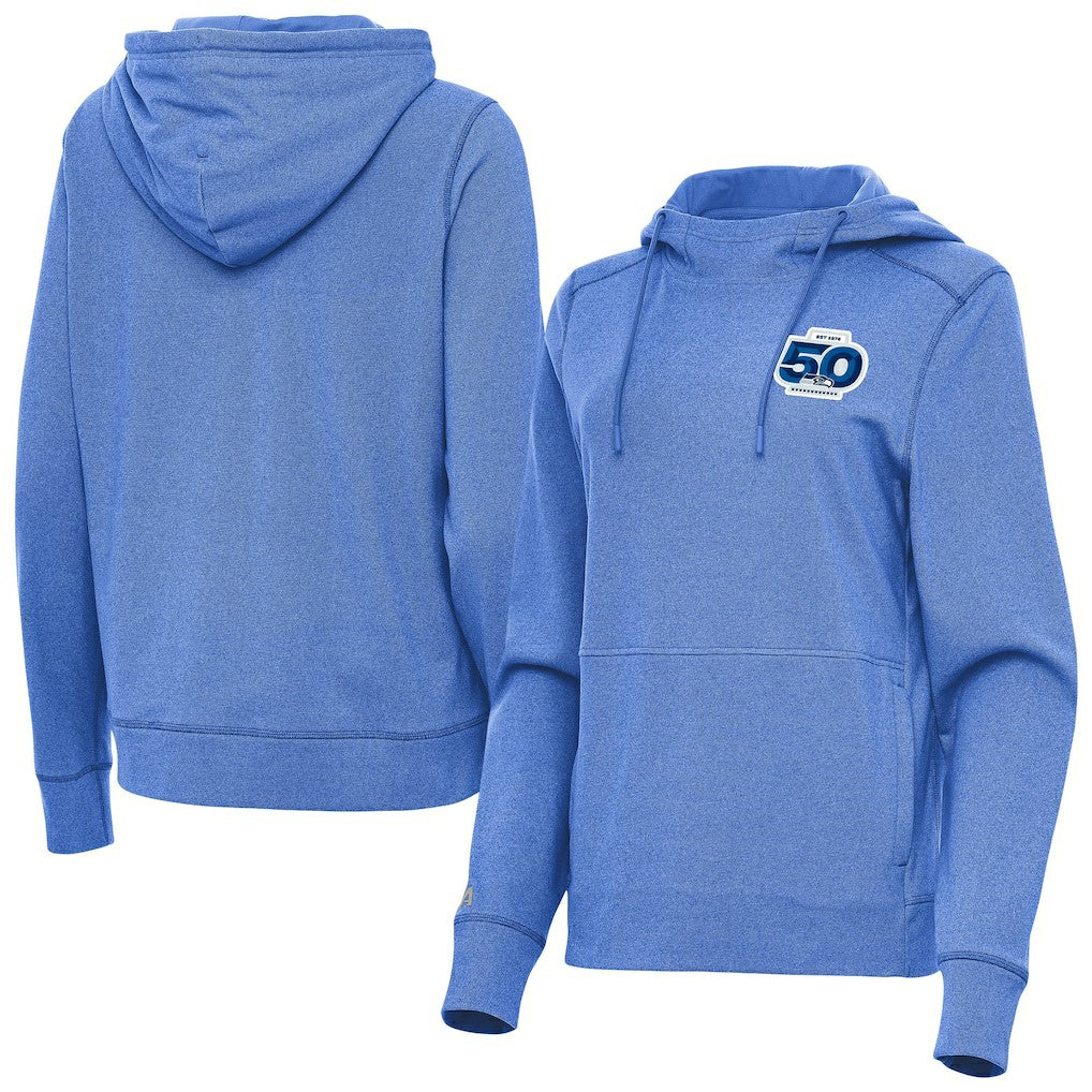 Seattle Seahawks Antigua Women's 50th Season Justice Pullover Hoodie Heather Royal - NFL