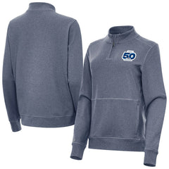 Seattle Seahawks Antigua Women's 50th Season Crush Quarter-Zip Pullover Heather Navy - NFL