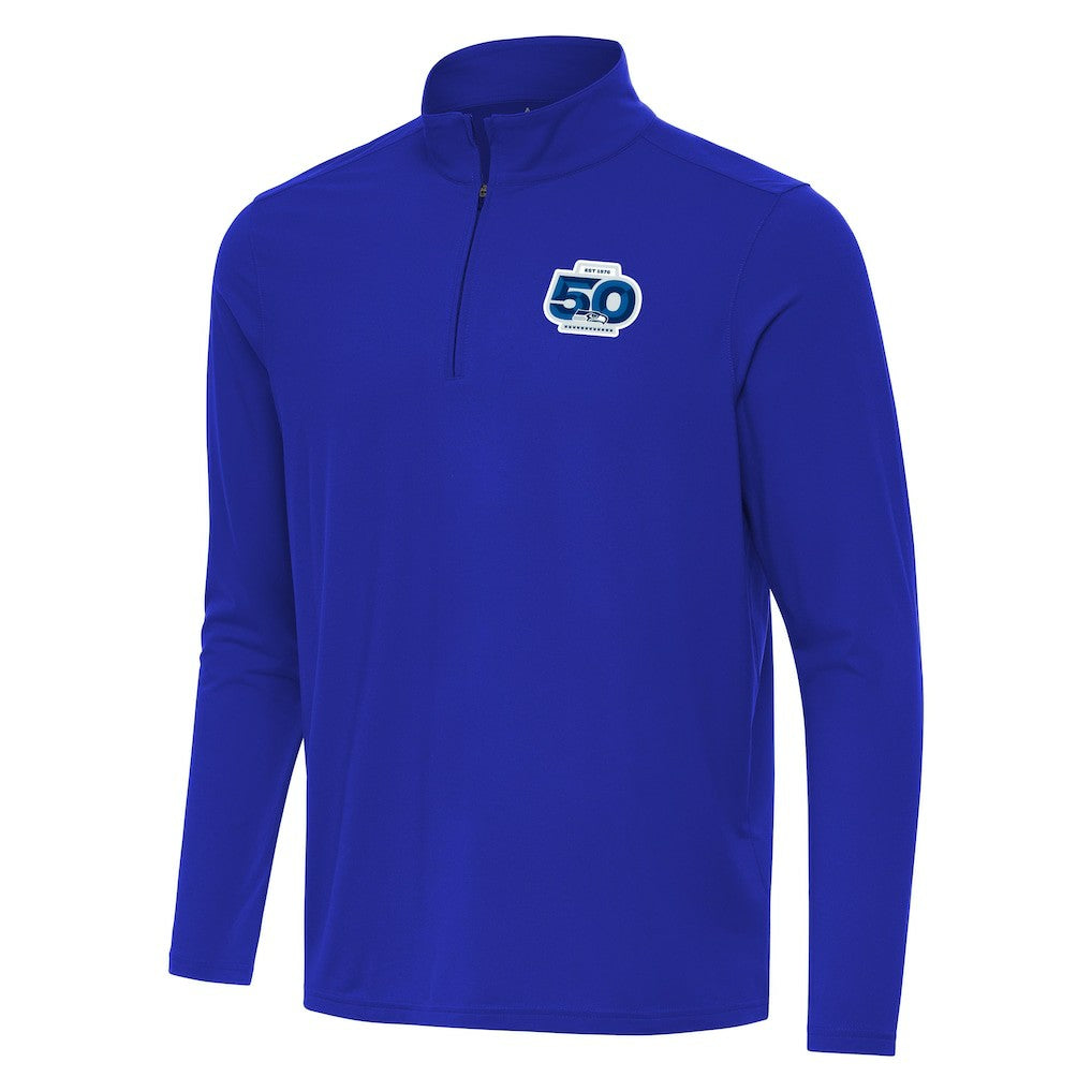 Seattle Seahawks Antigua 50th Season Intent Quarter-Zip Pullover Royal - NFL