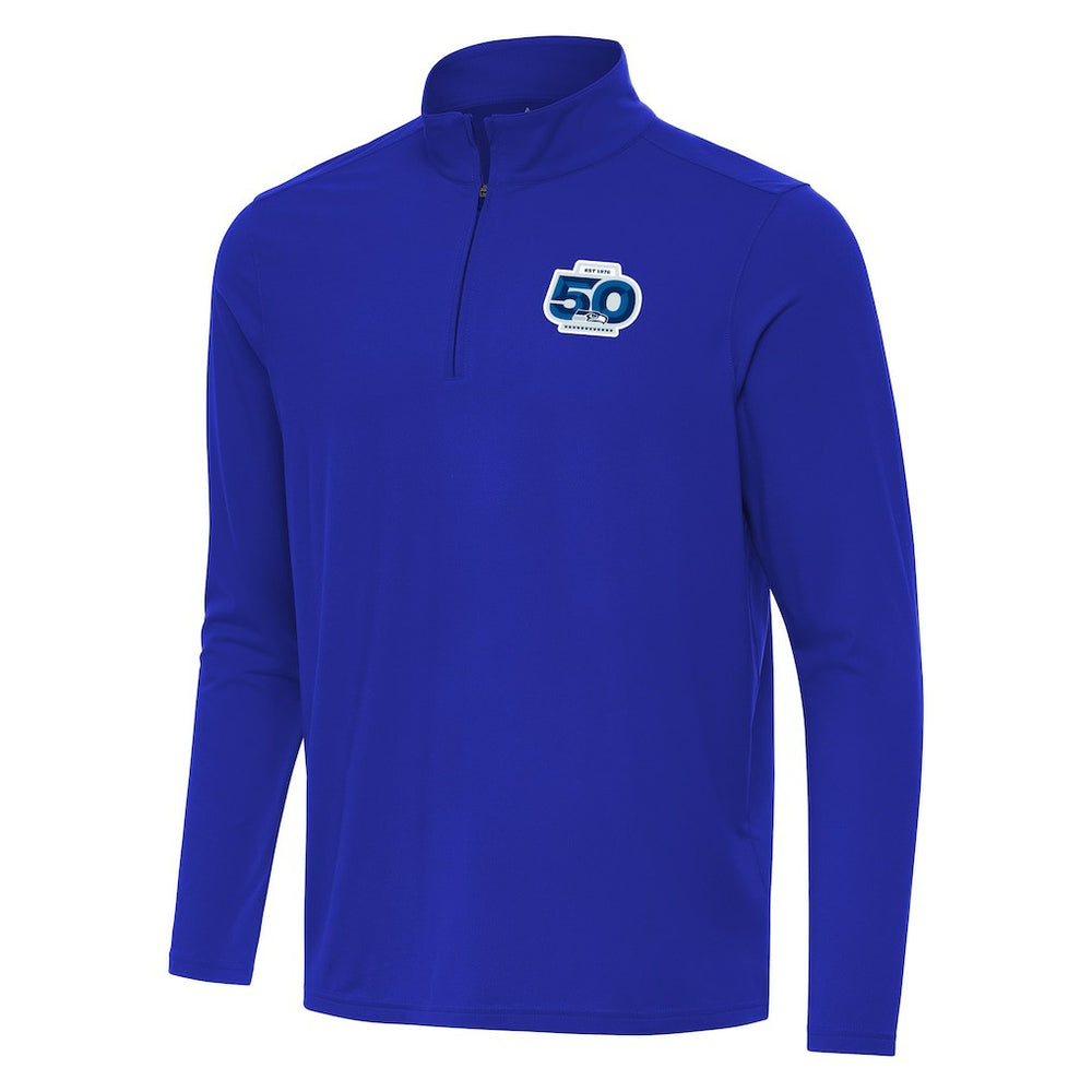 Seattle Seahawks Antigua 50th Season Intent Quarter-Zip Pullover Royal - NFL