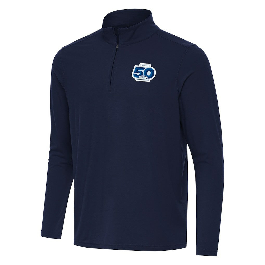 Seattle Seahawks Antigua 50th Season Intent Quarter-Zip Pullover Navy - NFL