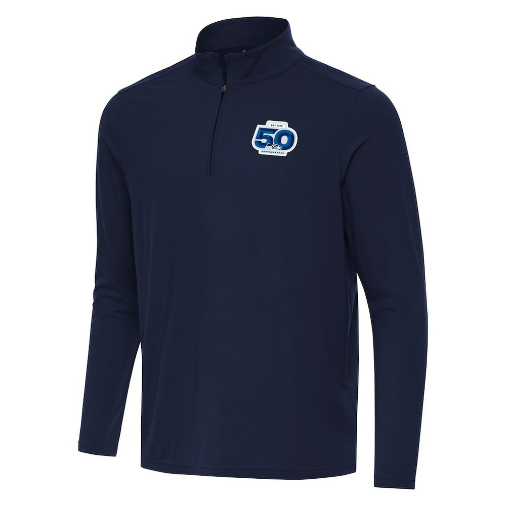 Seattle Seahawks Antigua 50th Season Intent Quarter-Zip Pullover Navy - NFL