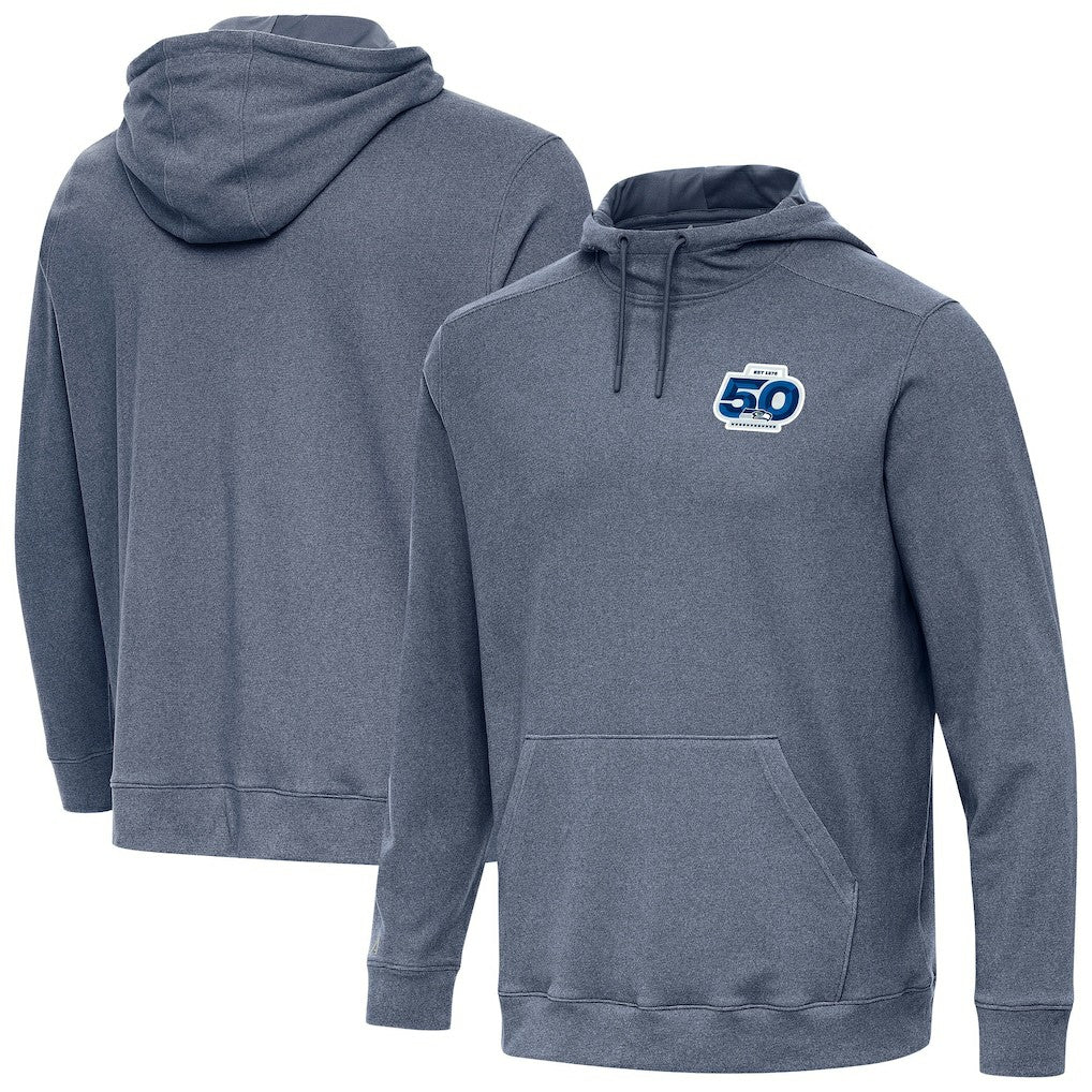 Seattle Seahawks Antigua 50th Season Cloud Pullover Hoodie Heather Navy - NFL