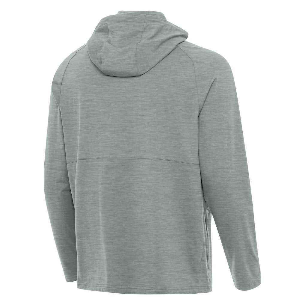 Seattle Seahawks Antigua 50th Season Spikes Raglan Quarter-Zip Hoodie Heather Gray - NFL