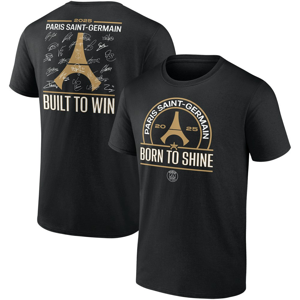 Paris Saint-Germain 2025 Champions League Winners Signature Roster T-Shirts - Black