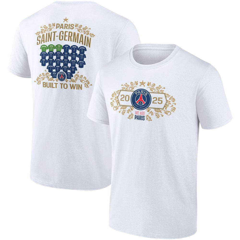Paris Saint-Germain 2025 Champions League Winners Roster Jerseys T-Shirts - White