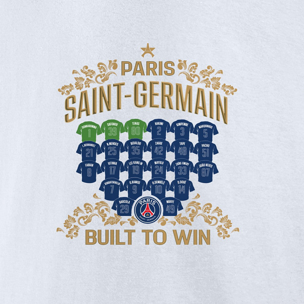 Paris Saint-Germain 2025 Champions League Winners Roster Jerseys T-Shirts - White