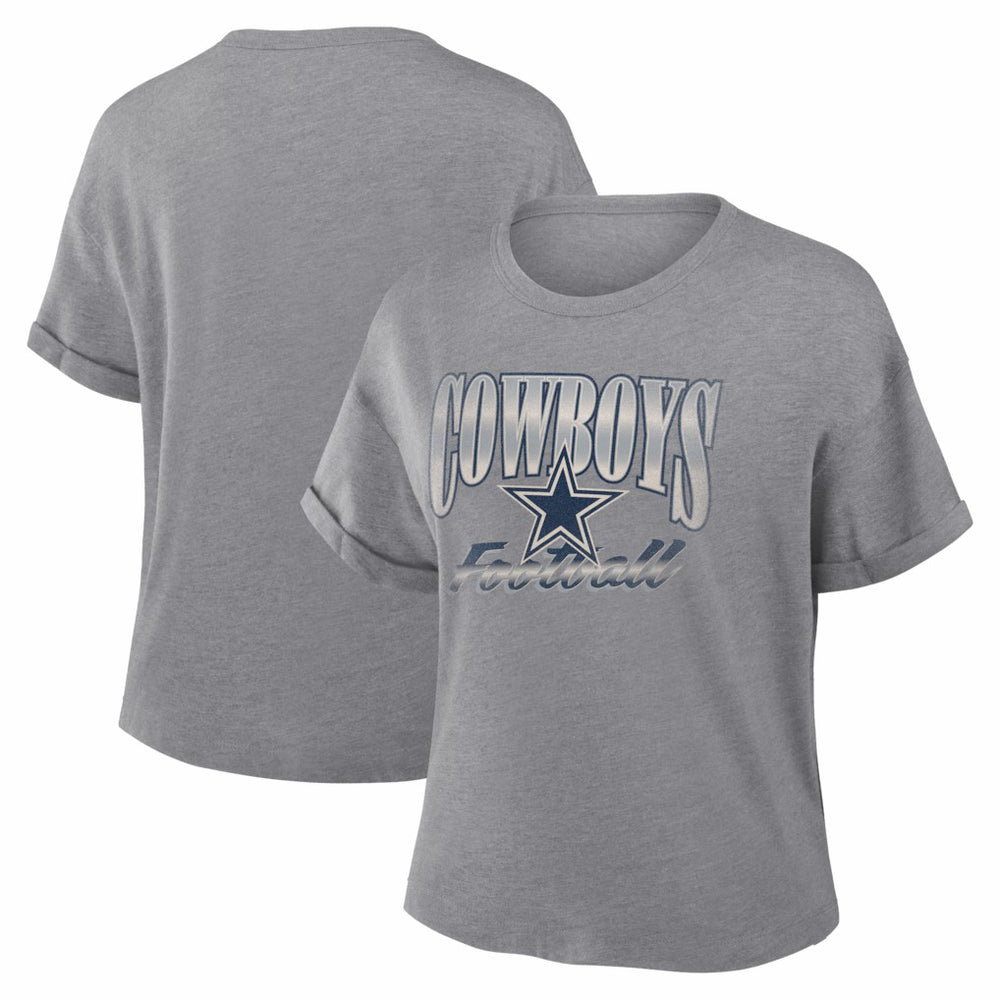 Dallas Cowboys Women's Overplayed Tribute Tri-Blend Boxy T-Shirt Heather Gray - Fanatics