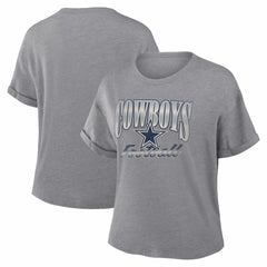 Dallas Cowboys Women's Overplayed Tribute Tri-Blend Boxy T-Shirt Heather Gray - Fanatics