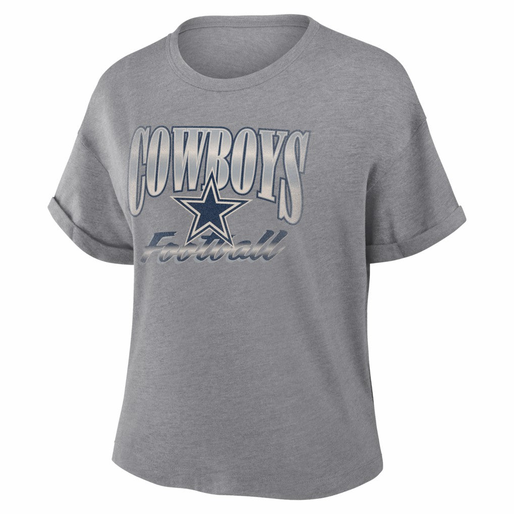 Dallas Cowboys Women's Overplayed Tribute Tri-Blend Boxy T-Shirt Heather Gray - Fanatics