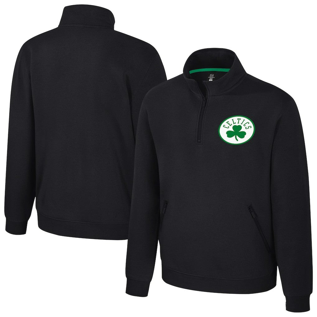 NBA - Boston Celtics Stadium Essentials Unisex Varsity Trainer Quarter-Zip Pullover - Black