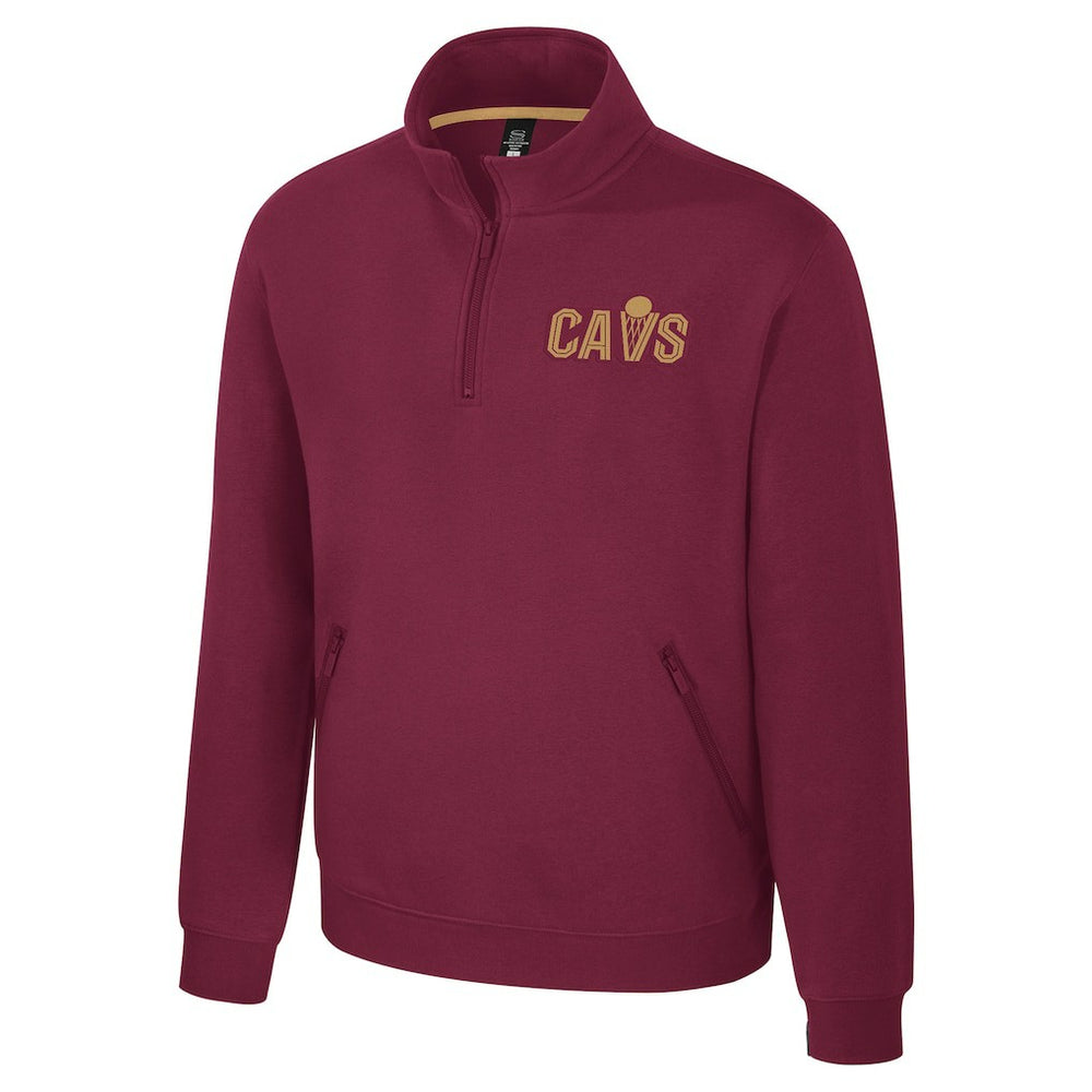 NBA - Cleveland Cavaliers Stadium Essentials Unisex Varsity Trainer Quarter-Zip Pullover - Wine