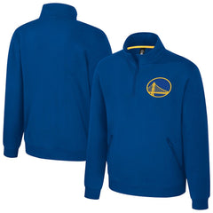 NBA - Golden State Warriors Stadium Essentials Unisex Varsity Trainer Quarter-Zip Pullover - Royal