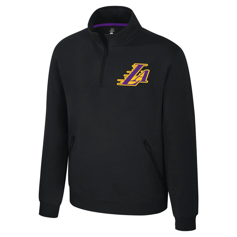 NBA - Los Angeles Lakers Stadium Essentials Unisex Varsity Trainer Quarter-Zip Pullover - Black