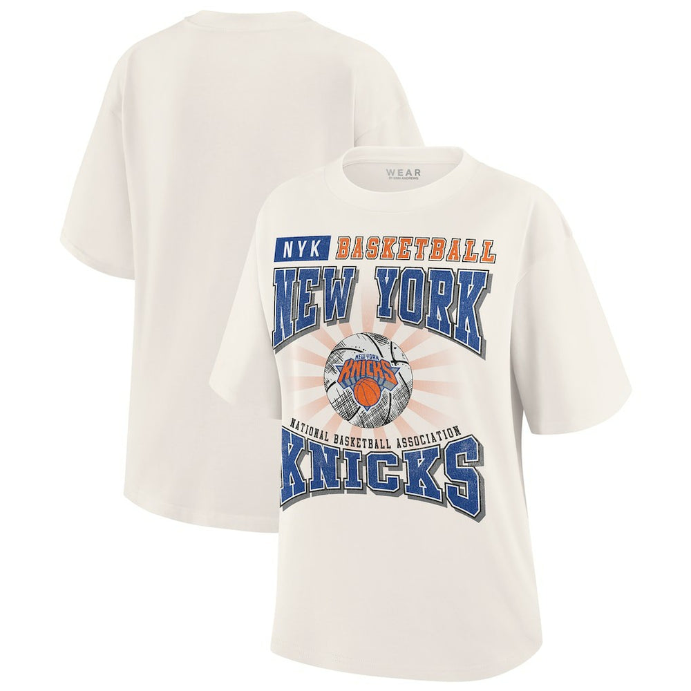 NBA - New York Knicks WEAR by Erin Andrews Women's Ball Boyfriend T-Shirt - Cream