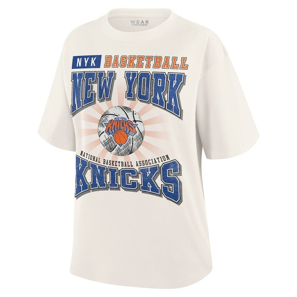 NBA - New York Knicks WEAR by Erin Andrews Women's Ball Boyfriend T-Shirt - Cream