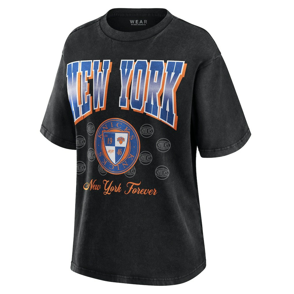NBA - New York Knicks WEAR by Erin Andrews Women's Oversized Boyfriend T-Shirt - Black