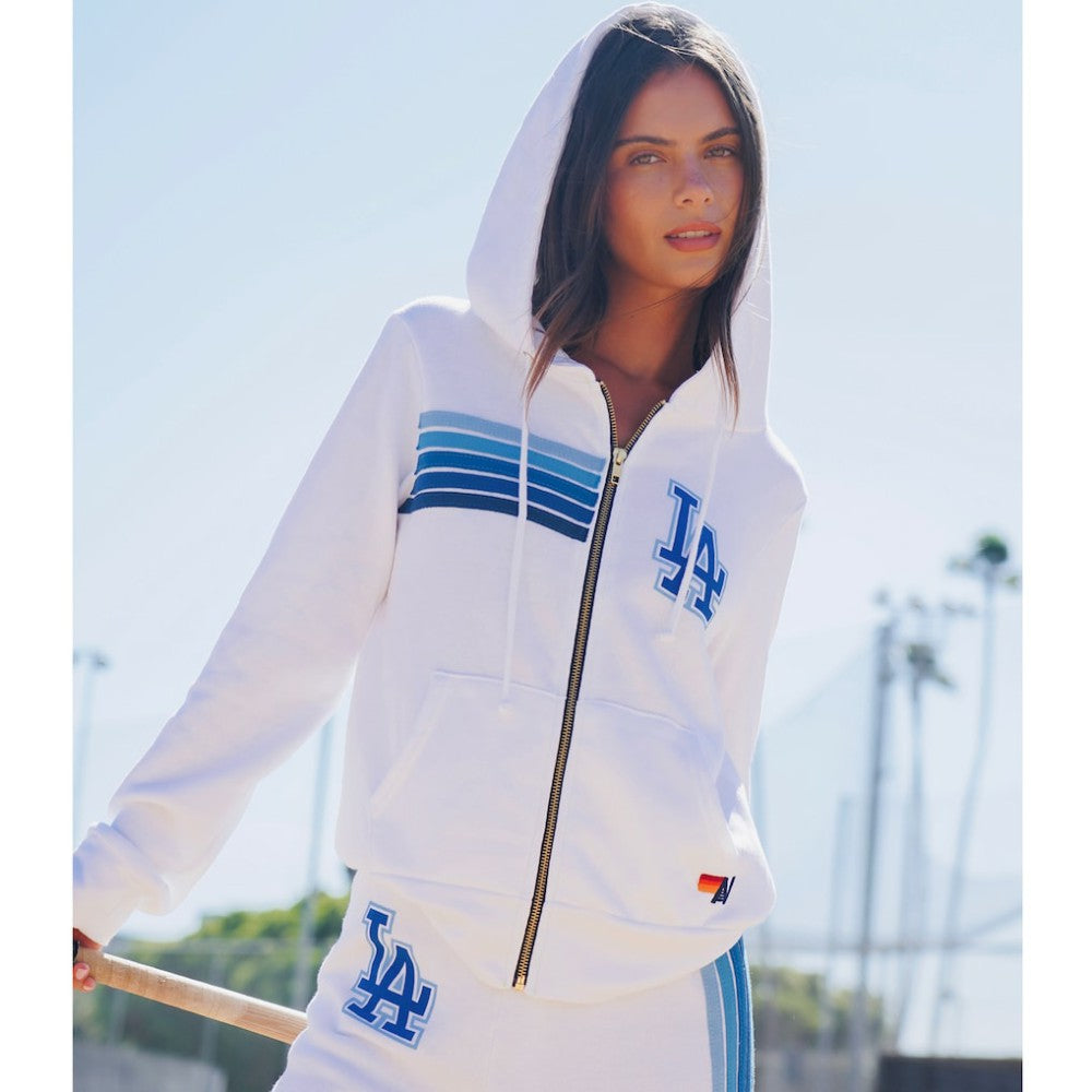 Los Angeles Dodgers Aviator Nation x MLB Unisex Five-Stripe Tri-Blend Full-Zip Hoodie Sale