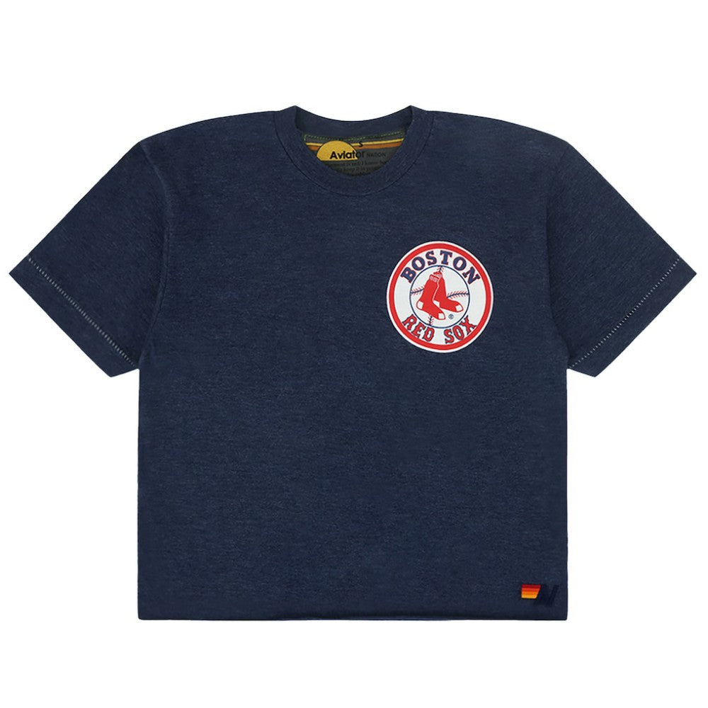 Boston Red Sox Aviator Nation x MLB Women's Cropped Boyfriend Tri-Blend T-Shirt Near Me
