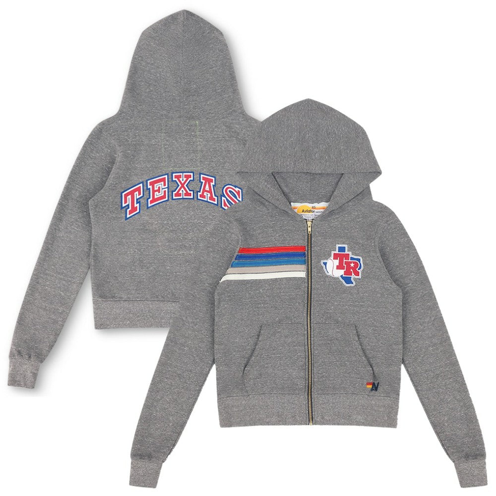 Texas Rangers Aviator Nation x MLB Unisex 5-Stripe Tri-Blend Full-Zip Hoodie Online