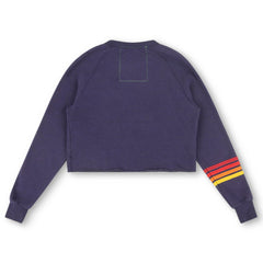 Texas Rangers Aviator Nation x MLB Women's Rugby Stitch Cropped Tri-Blend Pullover Sweatshirt Lifestyle