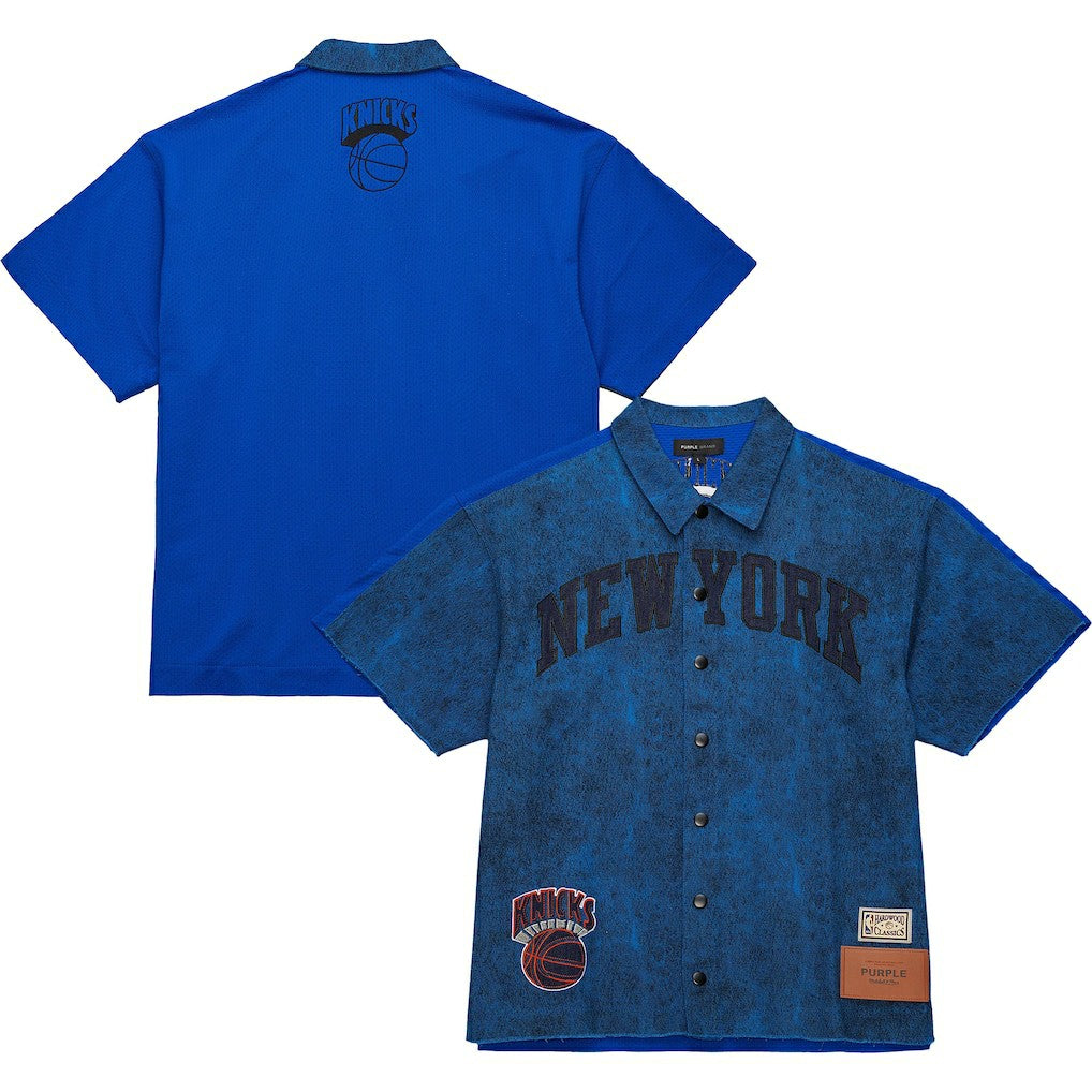 Mitchell & Ness - New York Knicks x Purple Brand Button-Up Shooting Shirt - Navy
