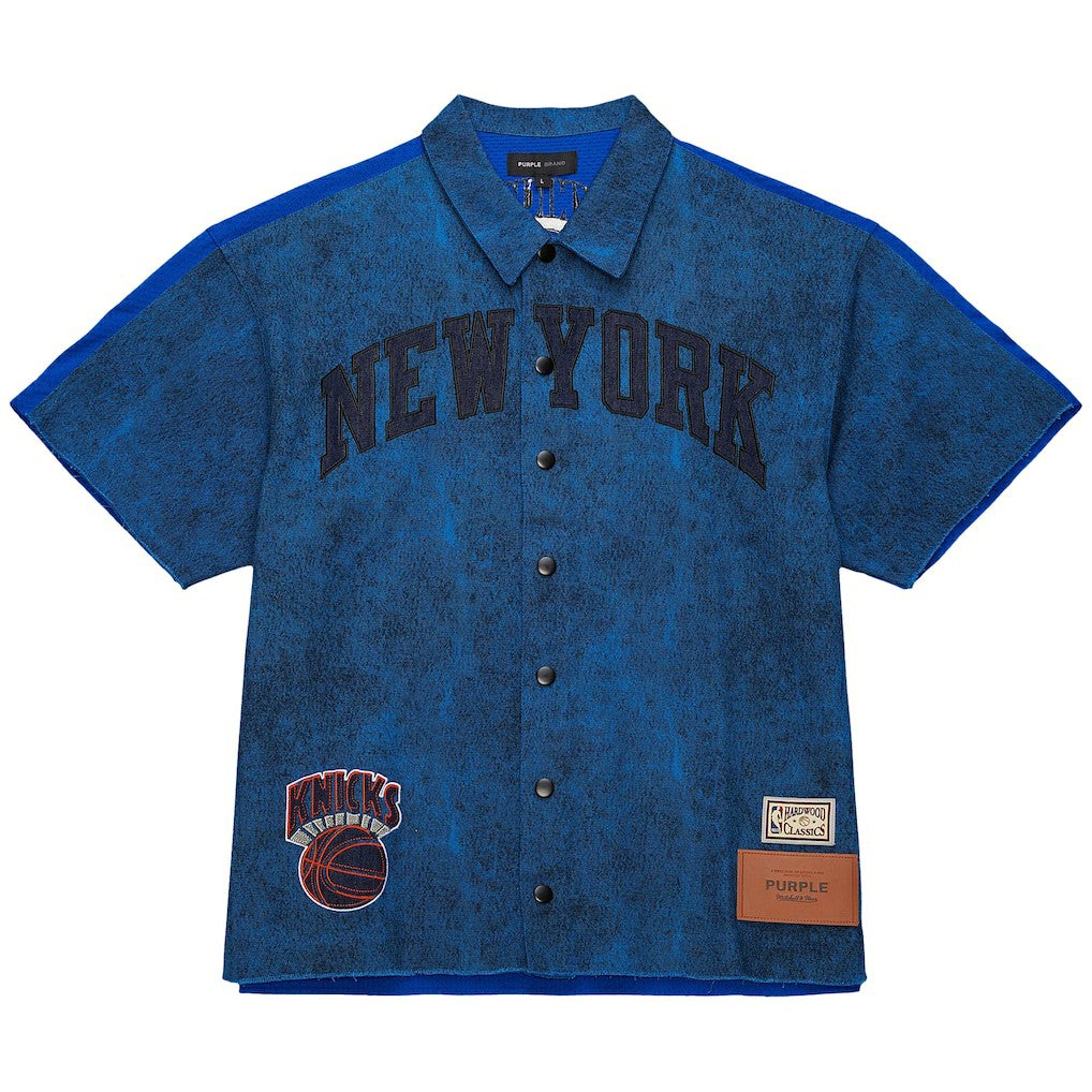 Mitchell & Ness - New York Knicks x Purple Brand Button-Up Shooting Shirt - Navy
