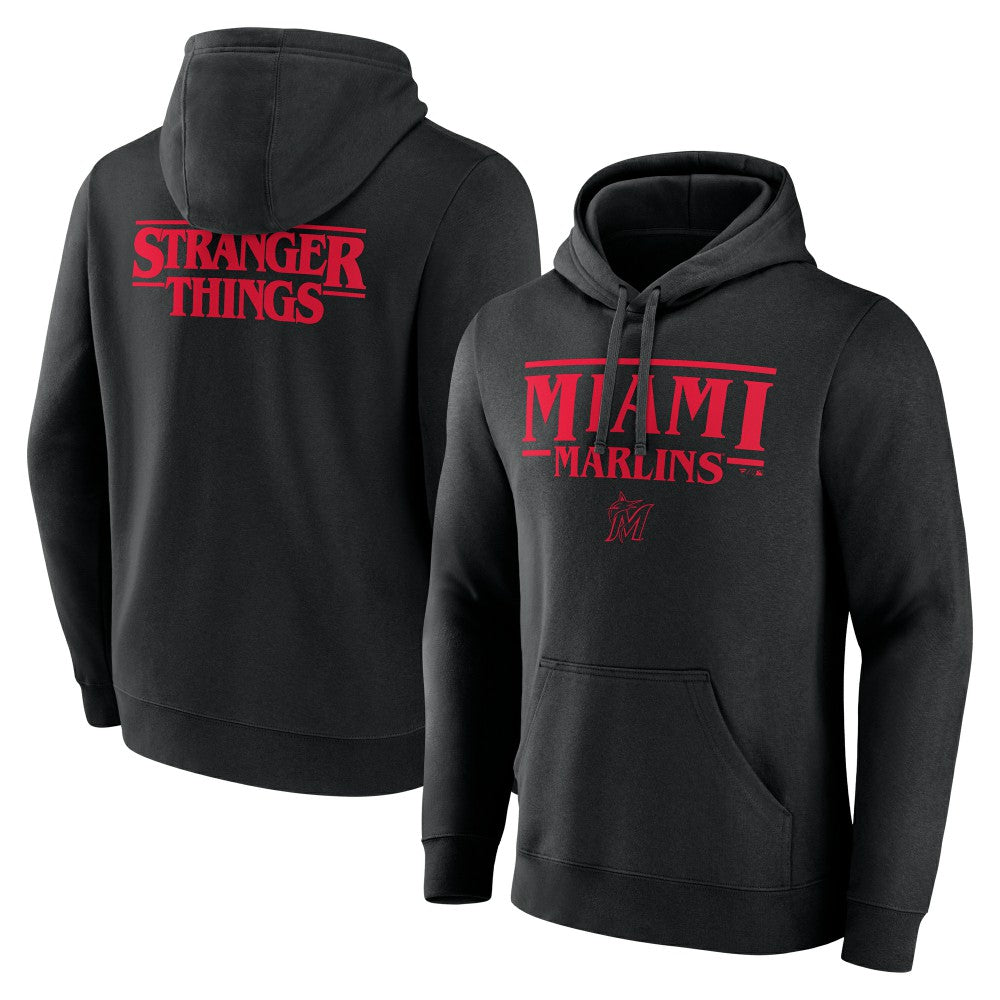 Miami Marlins Stranger Things Logo Lockup Pullover Hoodie for sale