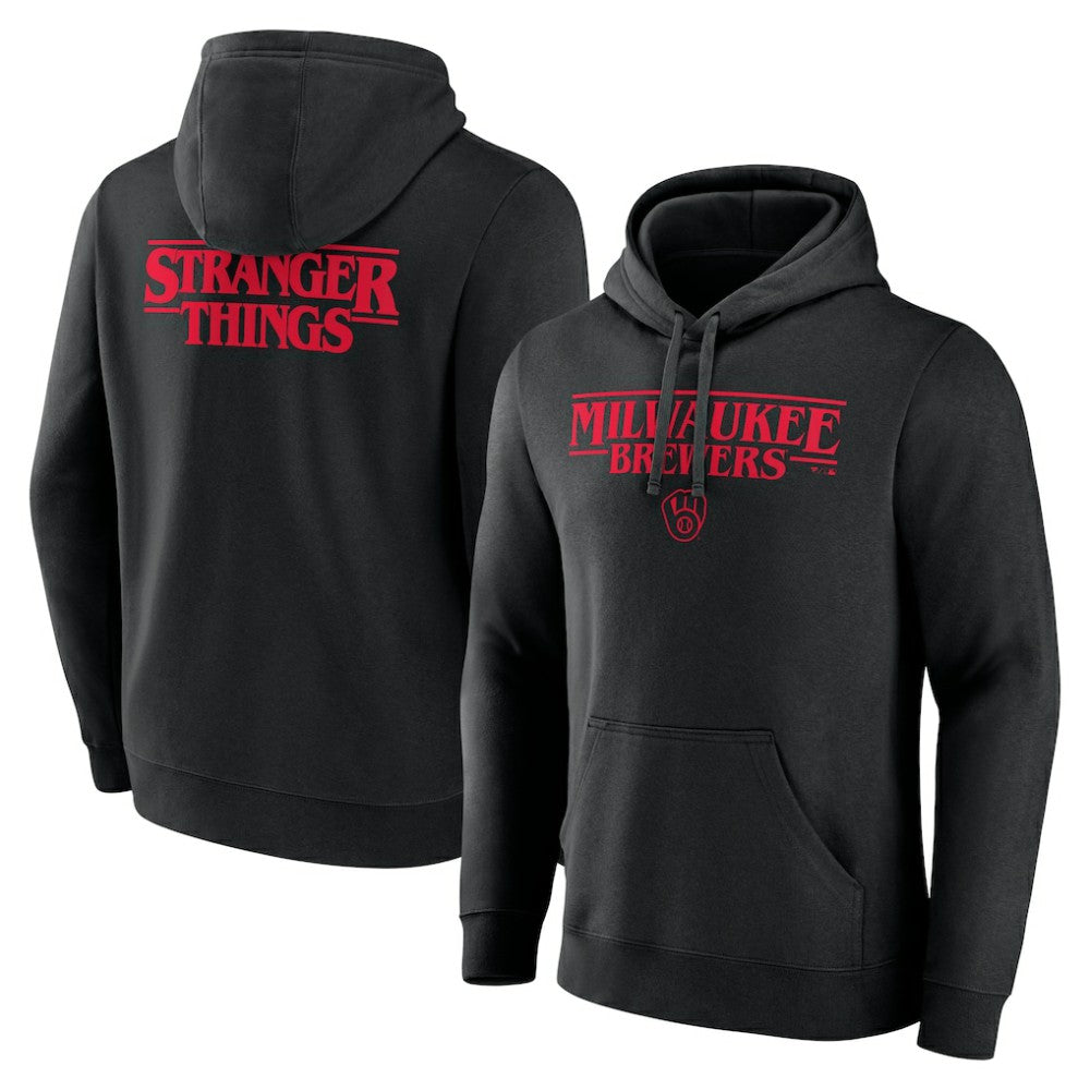 Milwaukee Brewers Stranger Things Logo Lockup Pullover Hoodie On Sale