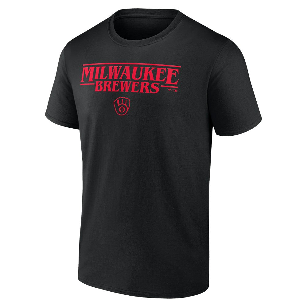 Milwaukee Brewers Stranger Things Logo Lockup T-Shirt Clearance