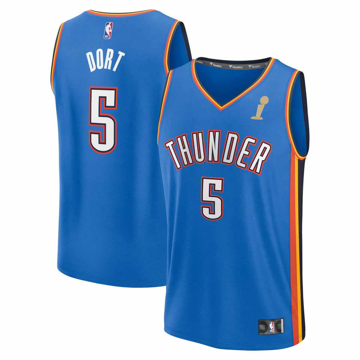 Fanatics - Luguentz Dort Oklahoma City Thunder 2025 NBA Finals Champions Fast Break Replica Player Jersey - Blue - Icon Edition