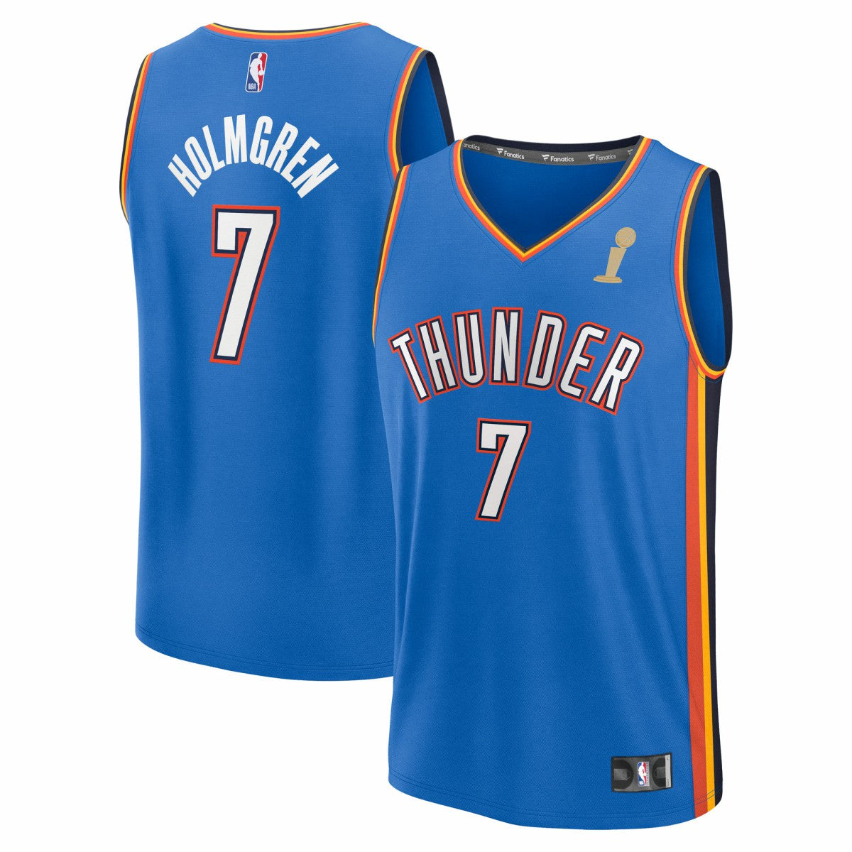 Fanatics - Chet Holmgren Oklahoma City Thunder 2025 NBA Finals Champions Fast Break Replica Player Jersey - Blue - Icon Edition