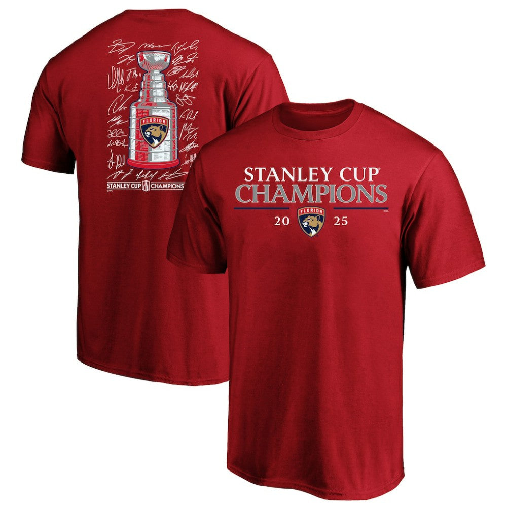 Florida Panthers - Fanatics 2025 Stanley Cup Champions Big & Tall Roster T-Shirt Red