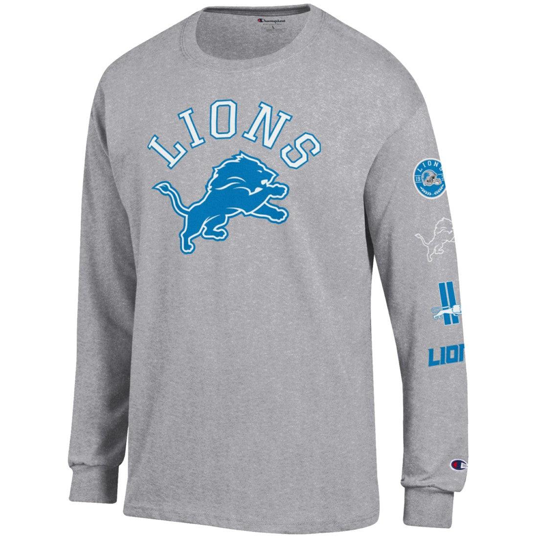 Detroit Lions Champion Seal Long Sleeve T-Shirt Heather Gray - NFL