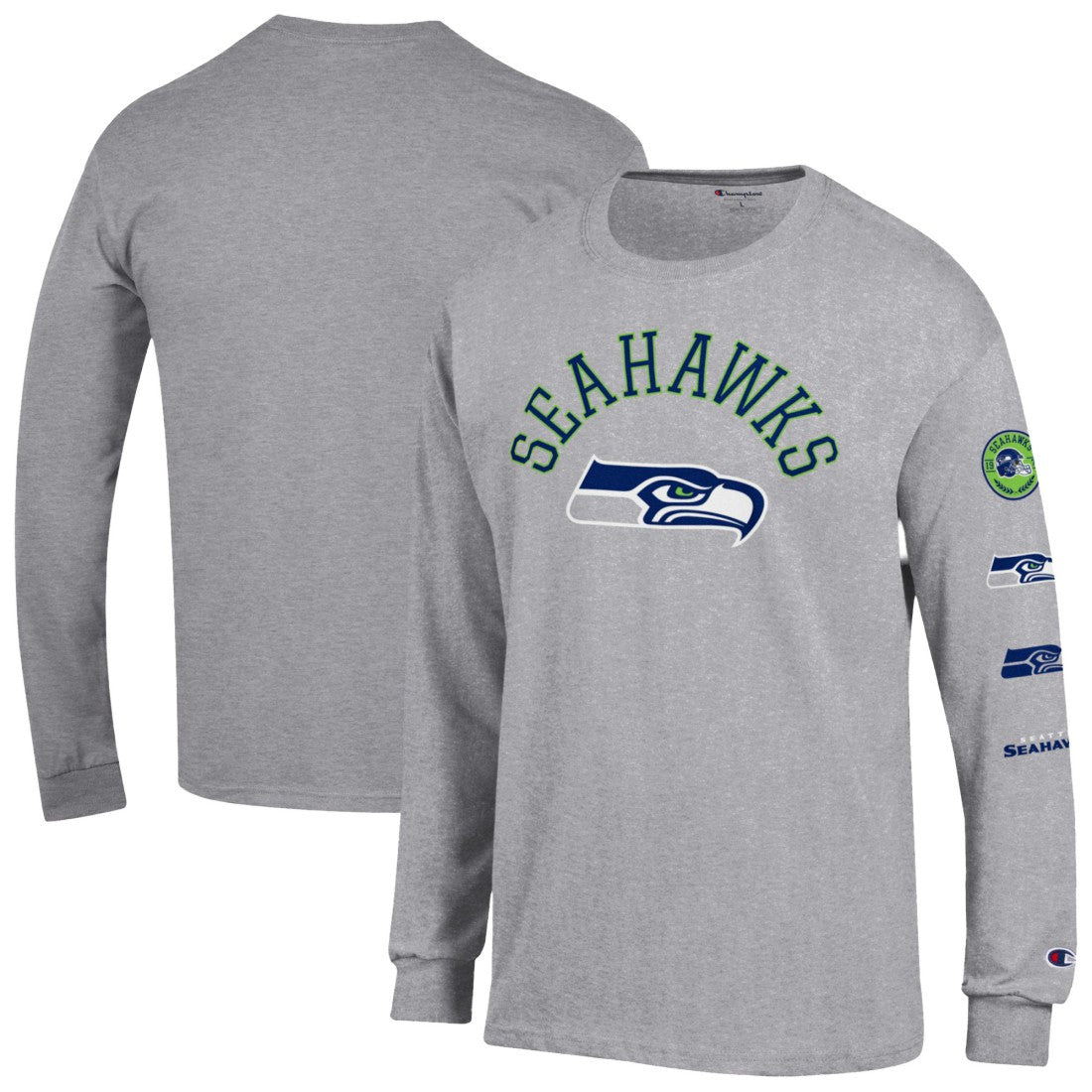 Seattle Seahawks Champion Seal Long Sleeve T-Shirt Heather Gray - NFL