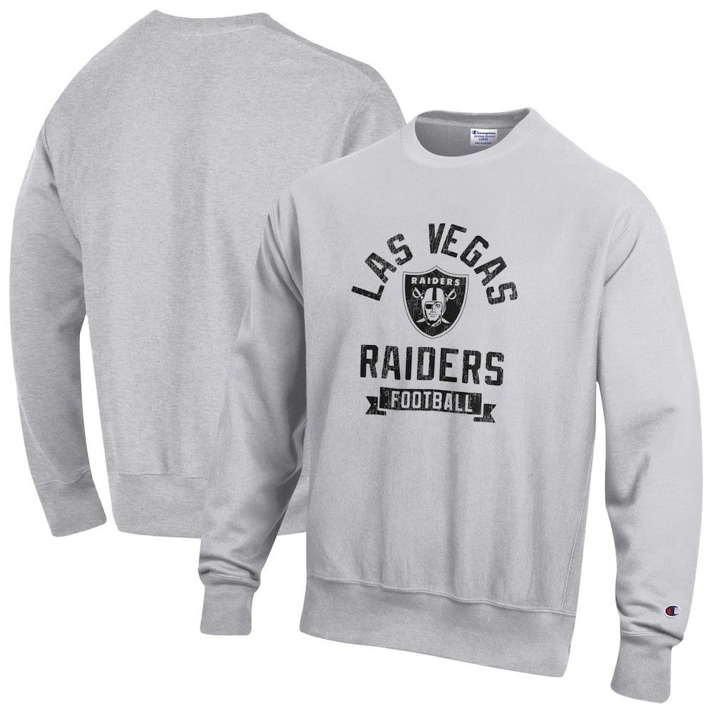 Las Vegas Raiders Champion Reverse Weave Fleece Pullover Sweatshirt Heather Gray - NFL