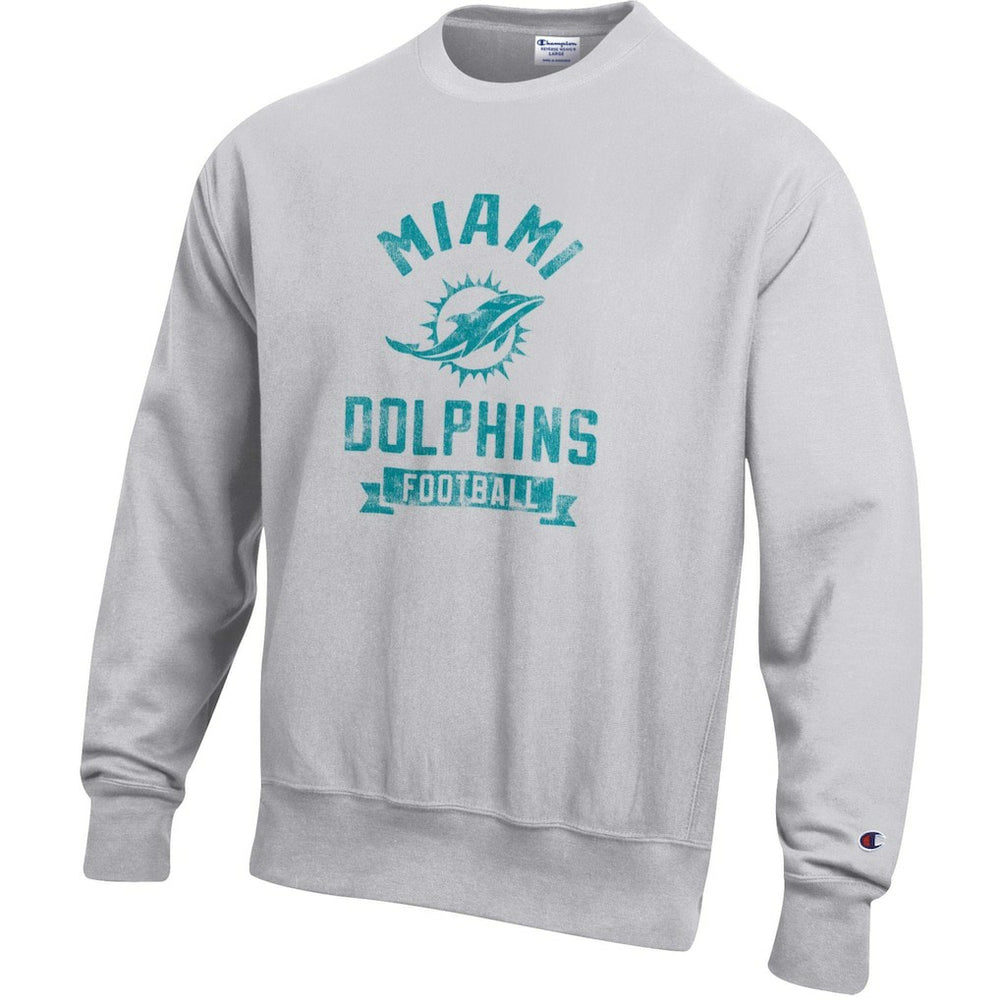 Miami Dolphins Champion Reverse Weave Fleece Pullover Sweatshirt Heather Gray - NFL