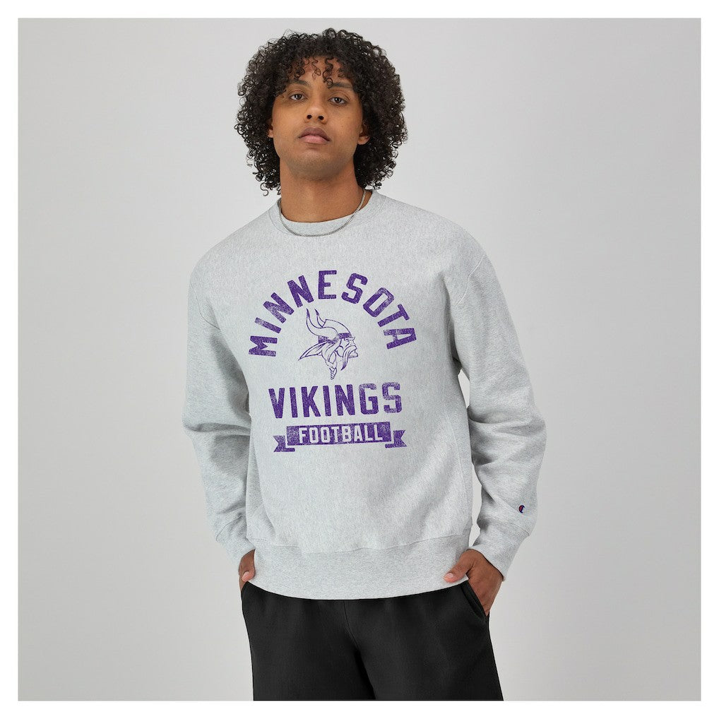 Minnesota Vikings Champion Reverse Weave Fleece Pullover Sweatshirt Heather Gray - NFL