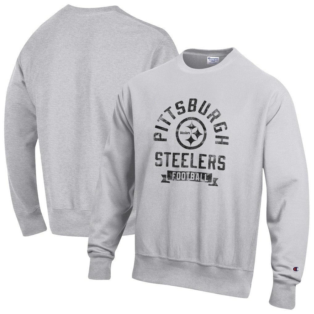 Pittsburgh Steelers Champion Reverse Weave Fleece Pullover Sweatshirt Heather Gray - NFL