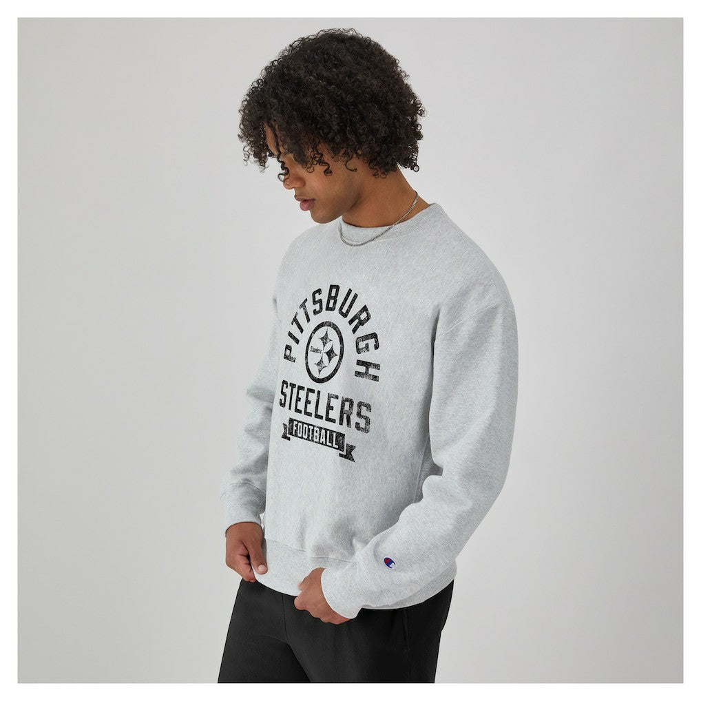 Pittsburgh Steelers Champion Reverse Weave Fleece Pullover Sweatshirt Heather Gray - NFL