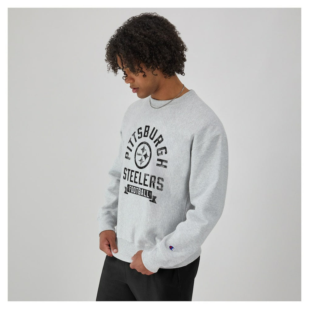 Pittsburgh Steelers Champion Reverse Weave Fleece Pullover Sweatshirt Heather Gray - NFL