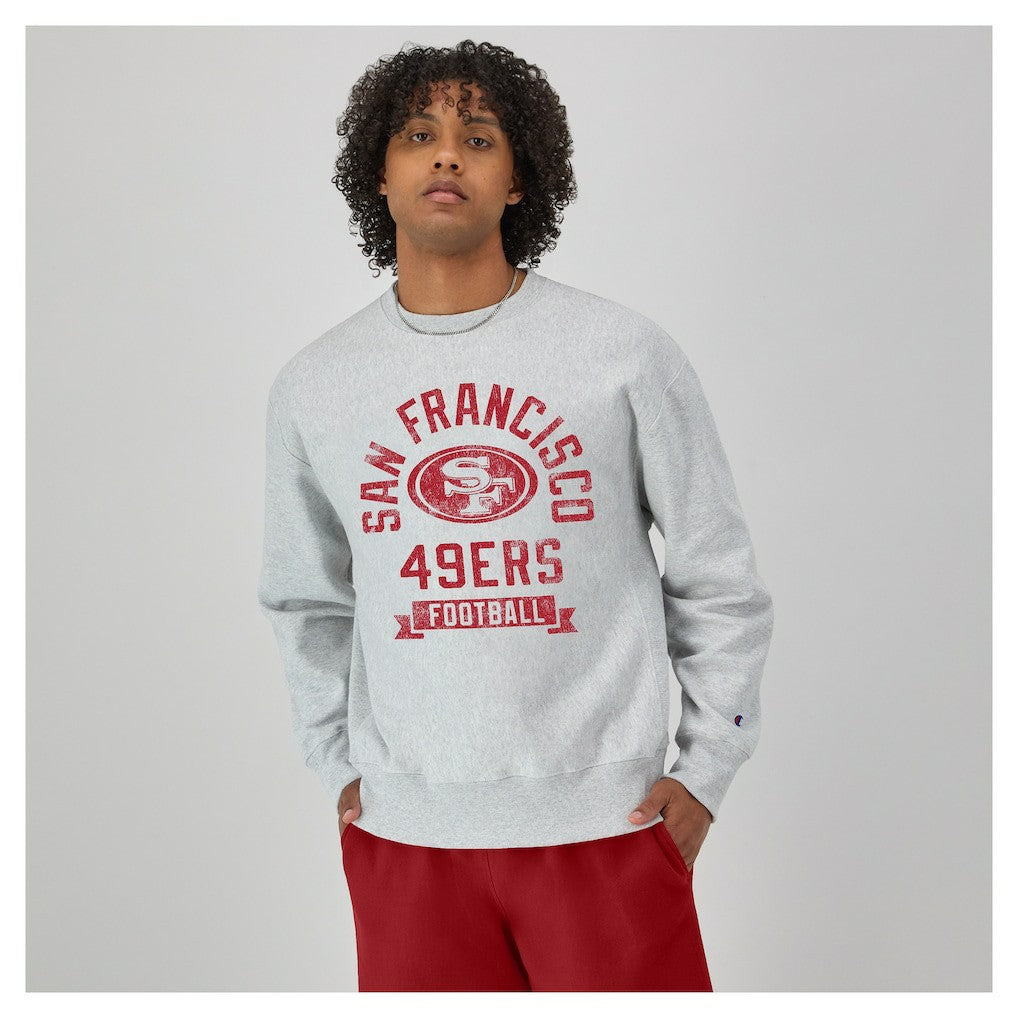 San Francisco 49ers Champion Reverse Weave Fleece Pullover Sweatshirt Heather Gray - NFL